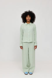 Long Sleeve Linen Shirt - Pool