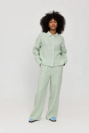 Long Sleeve Linen Shirt - Pool
