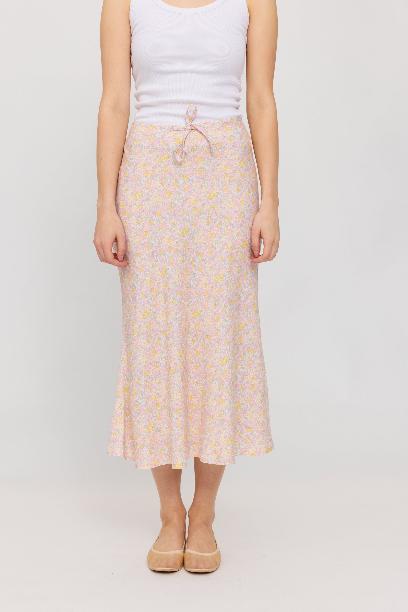 Printed Bias Cut Skirt - Offwhite/Printed