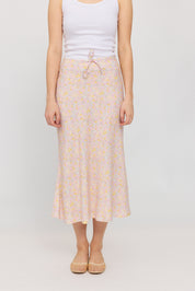 Printed Bias Cut Skirt - Offwhite/Printed