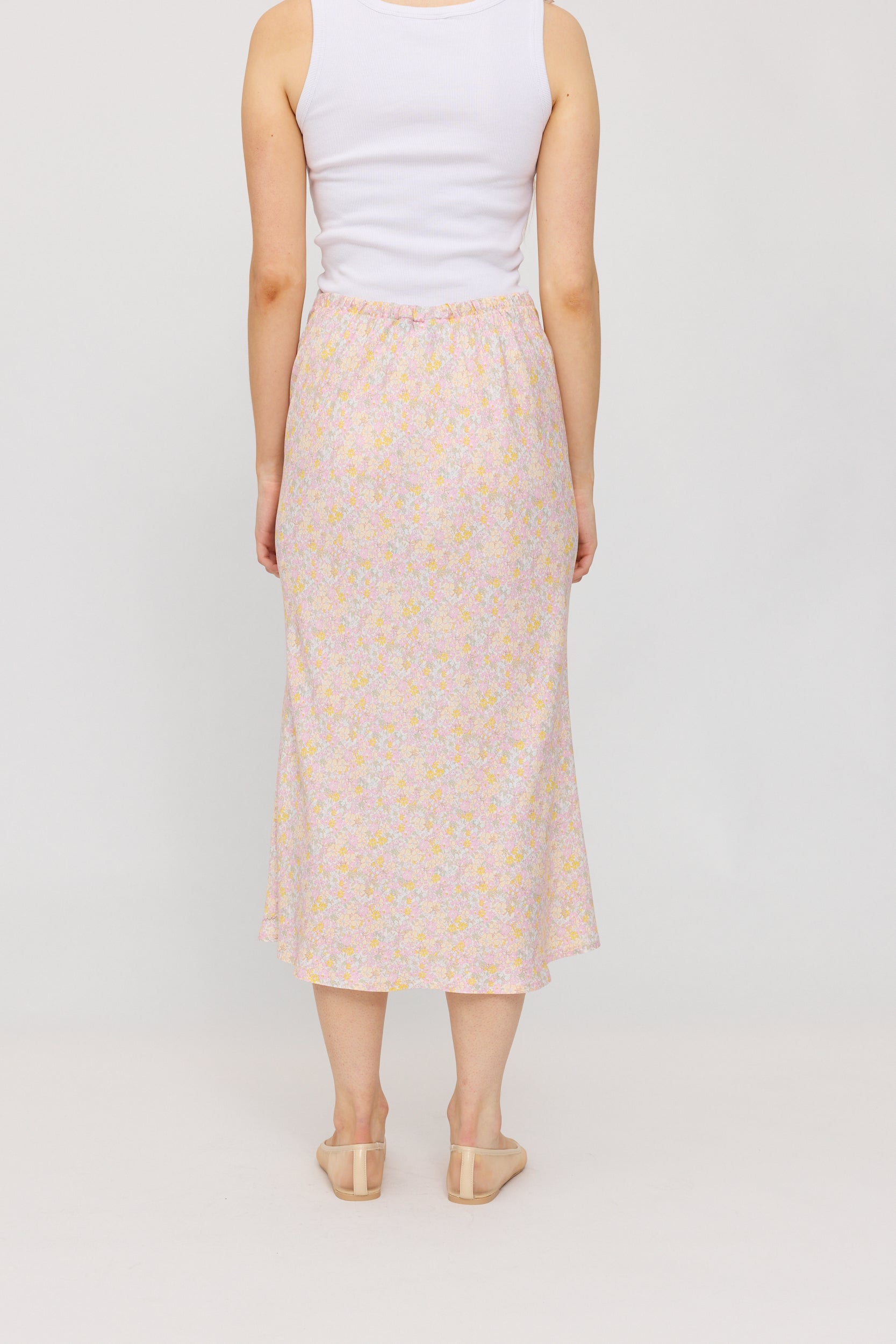 Printed Bias Cut Skirt - Offwhite/Printed