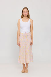 Printed Bias Cut Skirt - Offwhite/Printed