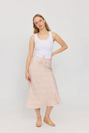 Printed Bias Cut Skirt - Offwhite/Printed