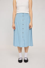 Denim Midi Skirt - Light Blue Wash