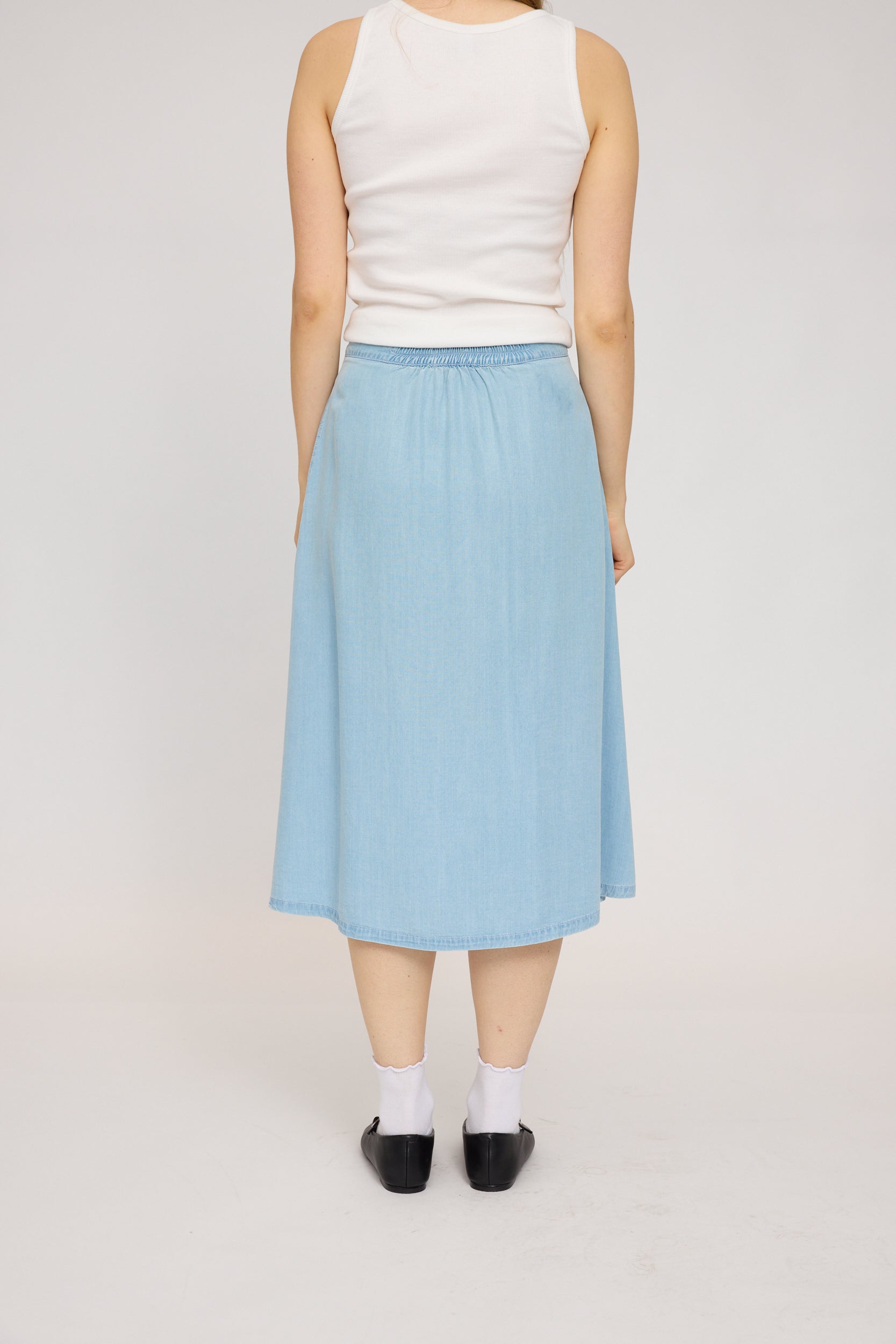 Denim Midi Skirt - Light Blue Wash