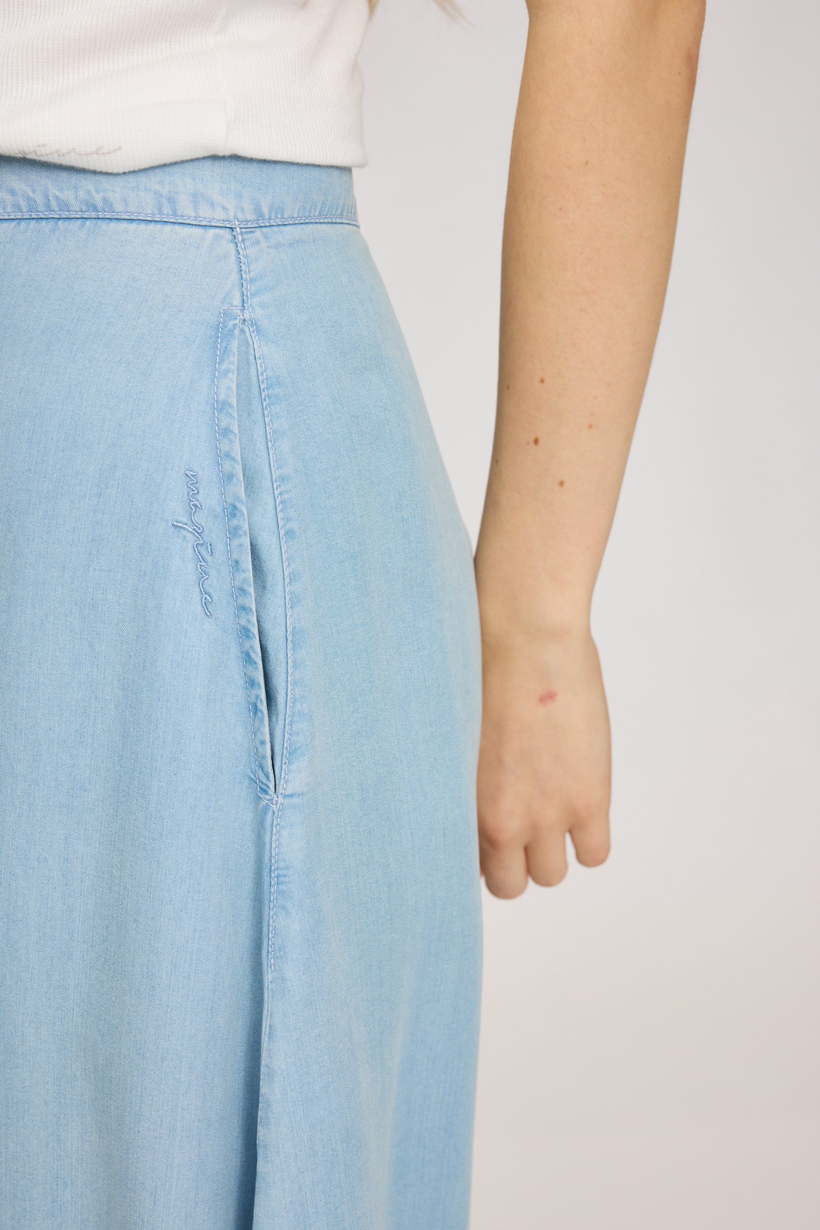 Denim Midi Skirt - Light Blue Wash