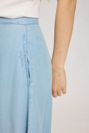 Denim Midi Skirt - Light Blue Wash