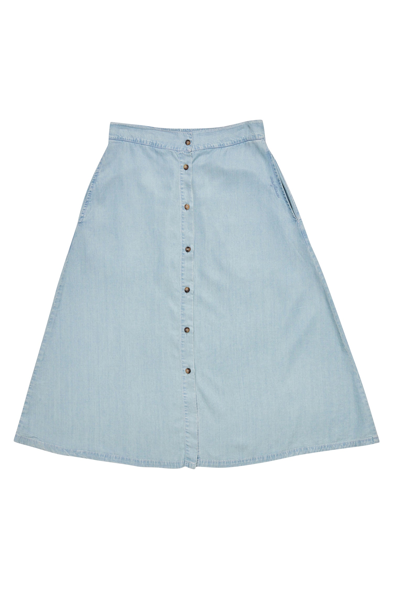 Denim Midi Skirt - Light Blue Wash