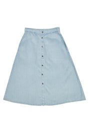 Denim Midi Skirt - Light Blue Wash
