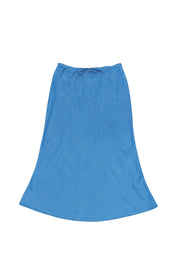 Denim Bias-Cut Skirt - Dark Blue Wash
