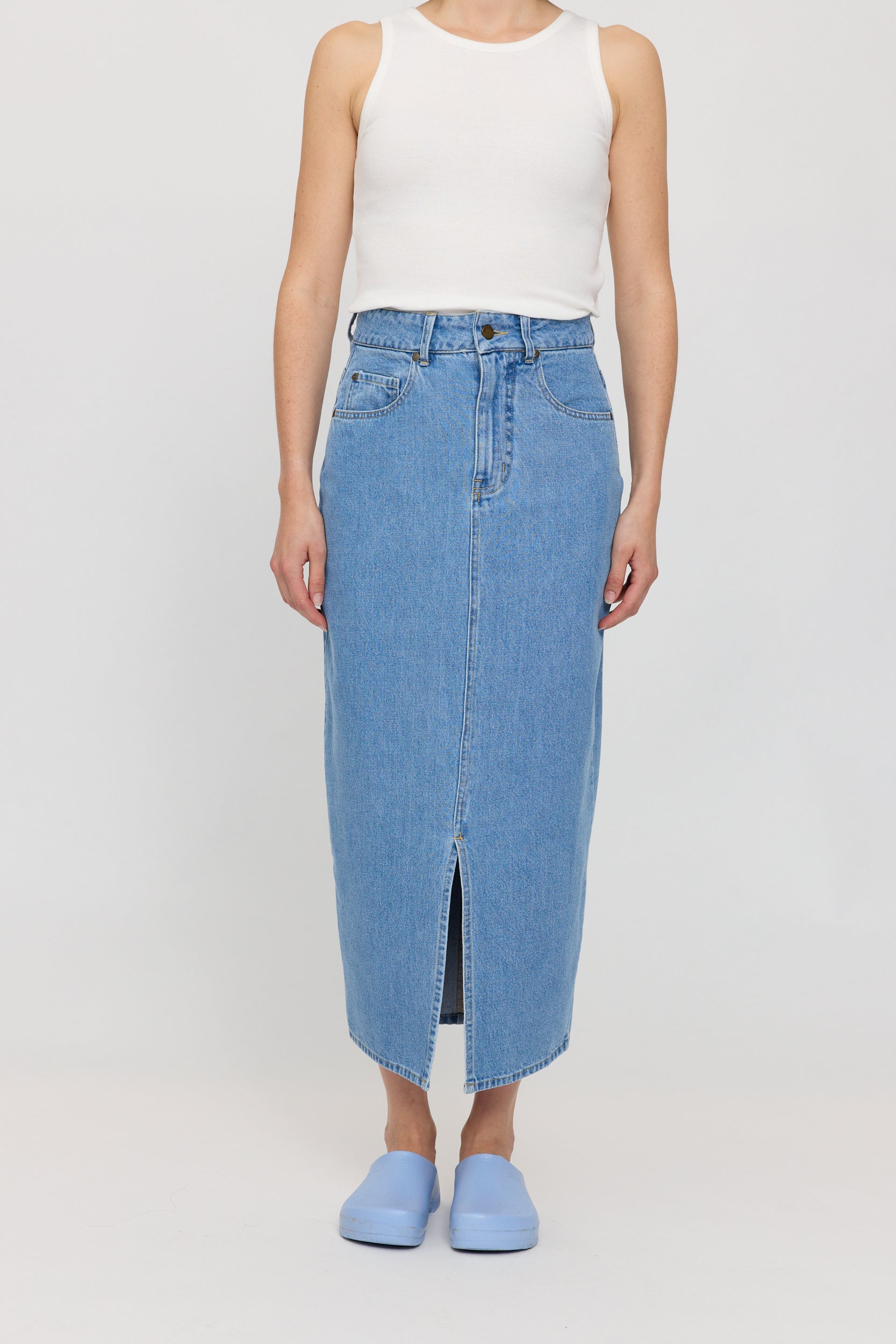 Denim Maxi Skirt - Light Blue Wash