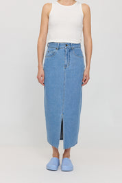 Denim Maxi Skirt - Light Blue Wash