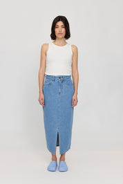 Denim Maxi Skirt - Light Blue Wash