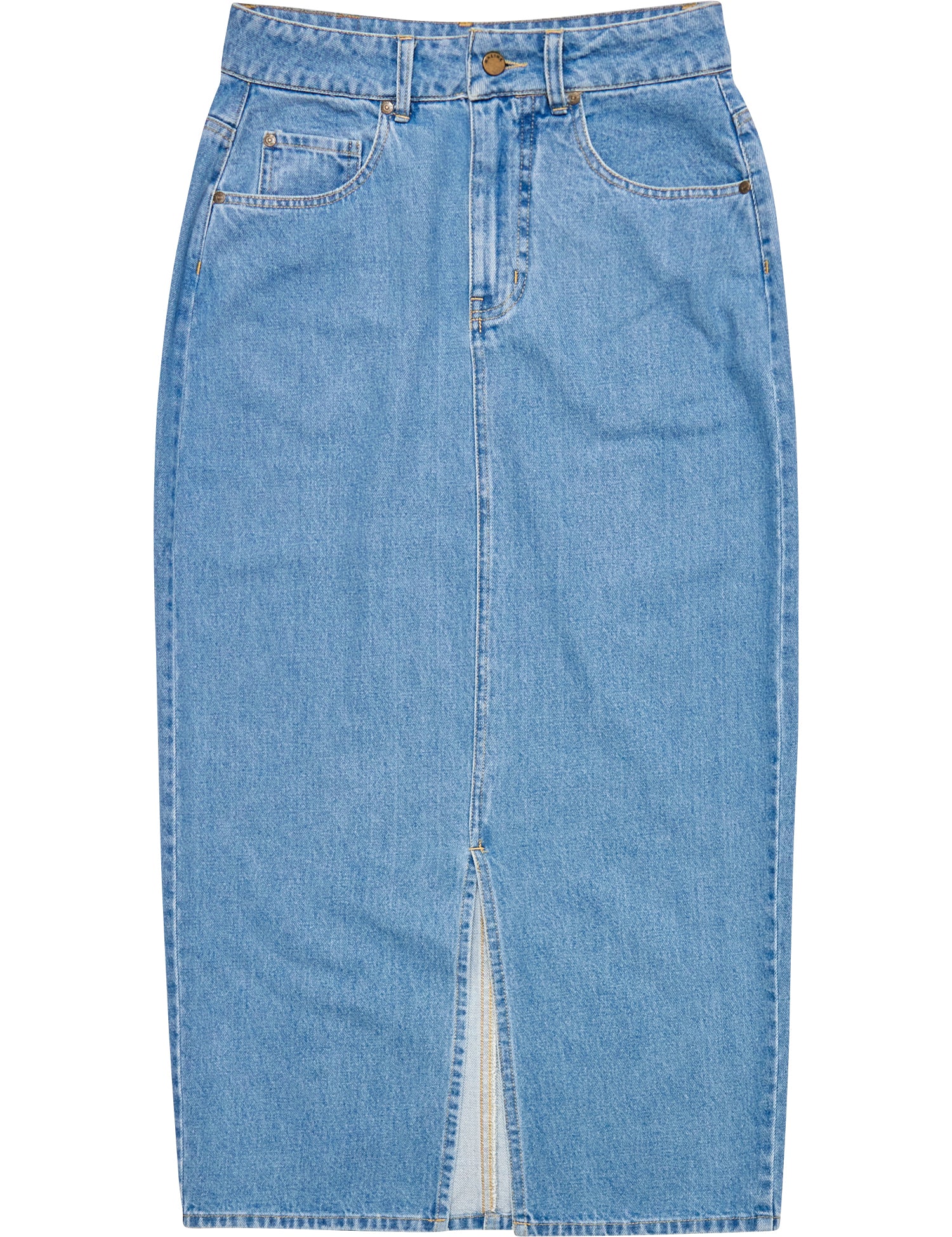 Langer Jeansrock mit Frontreißverschluss