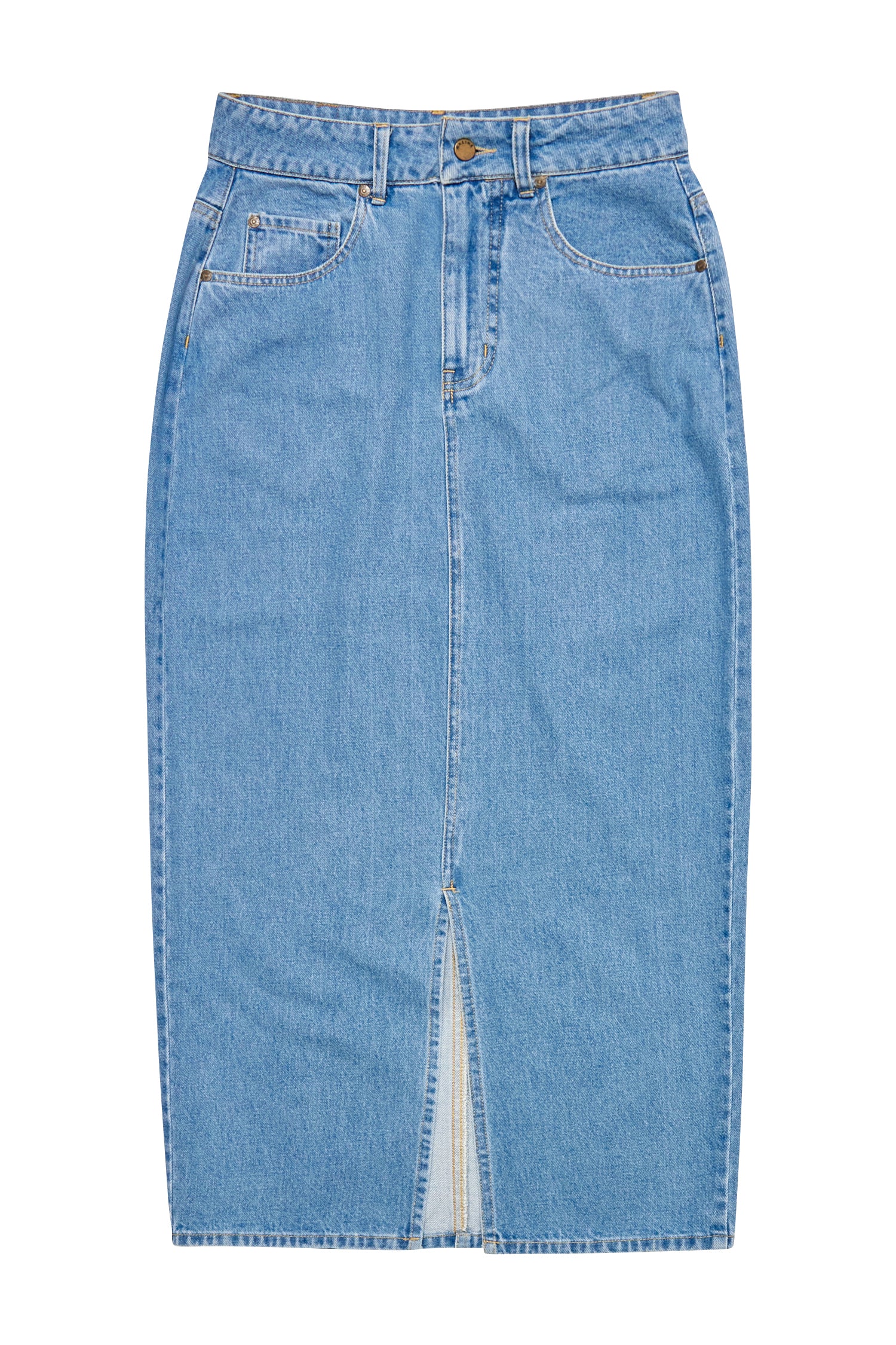 Langer Jeansrock mit Frontreißverschluss