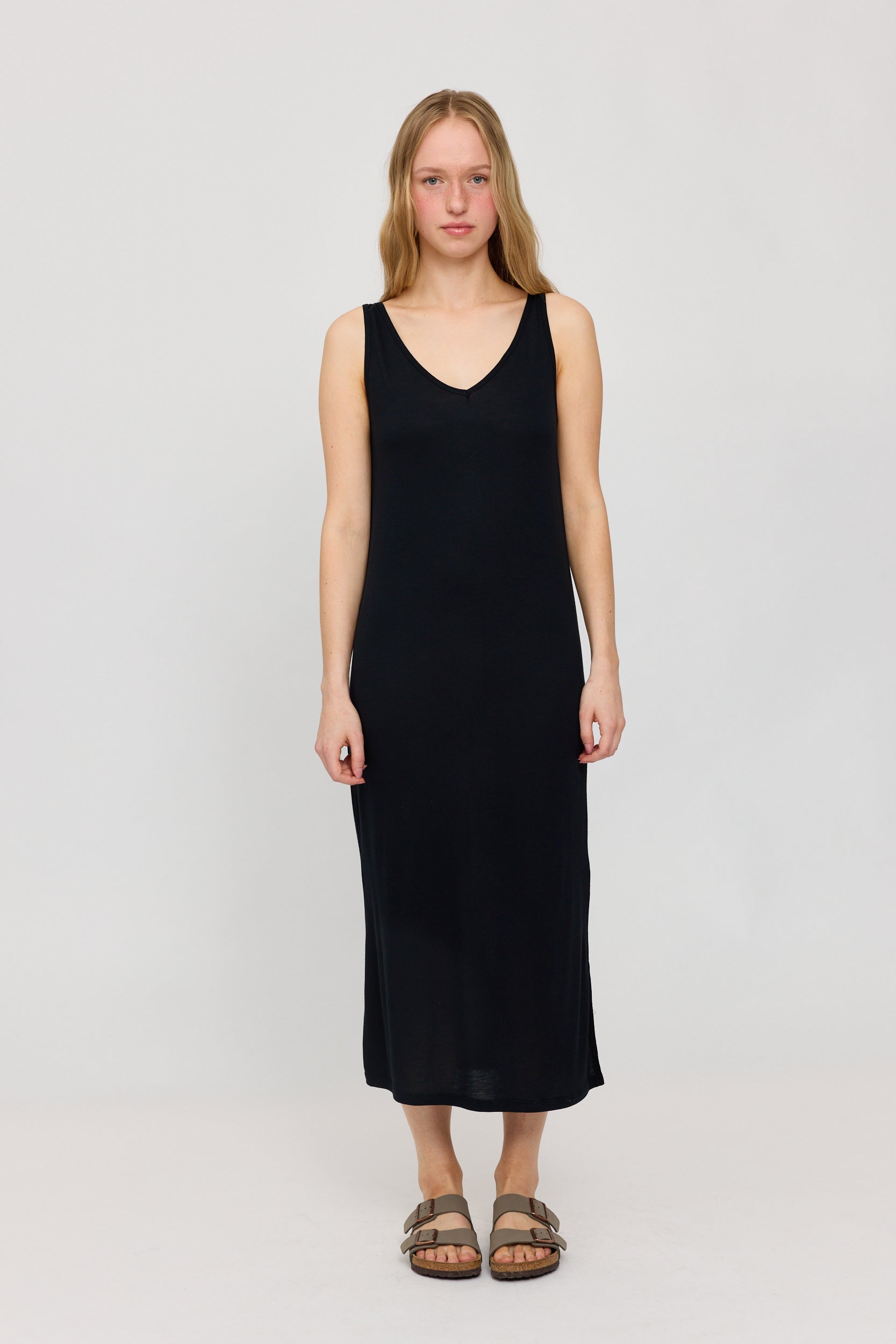Midi Jersey Tank Dress - Black