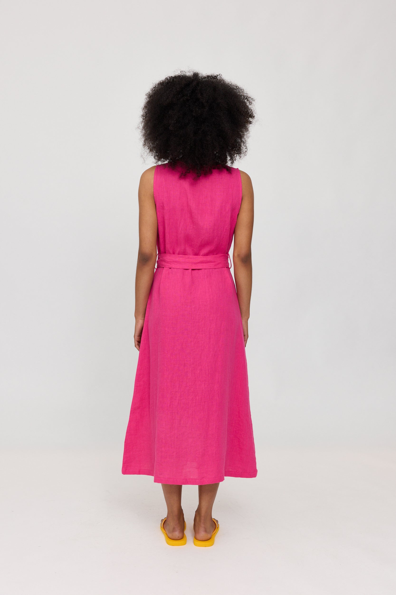 Sleeveless Linen Maxi Dress - Fuchsia