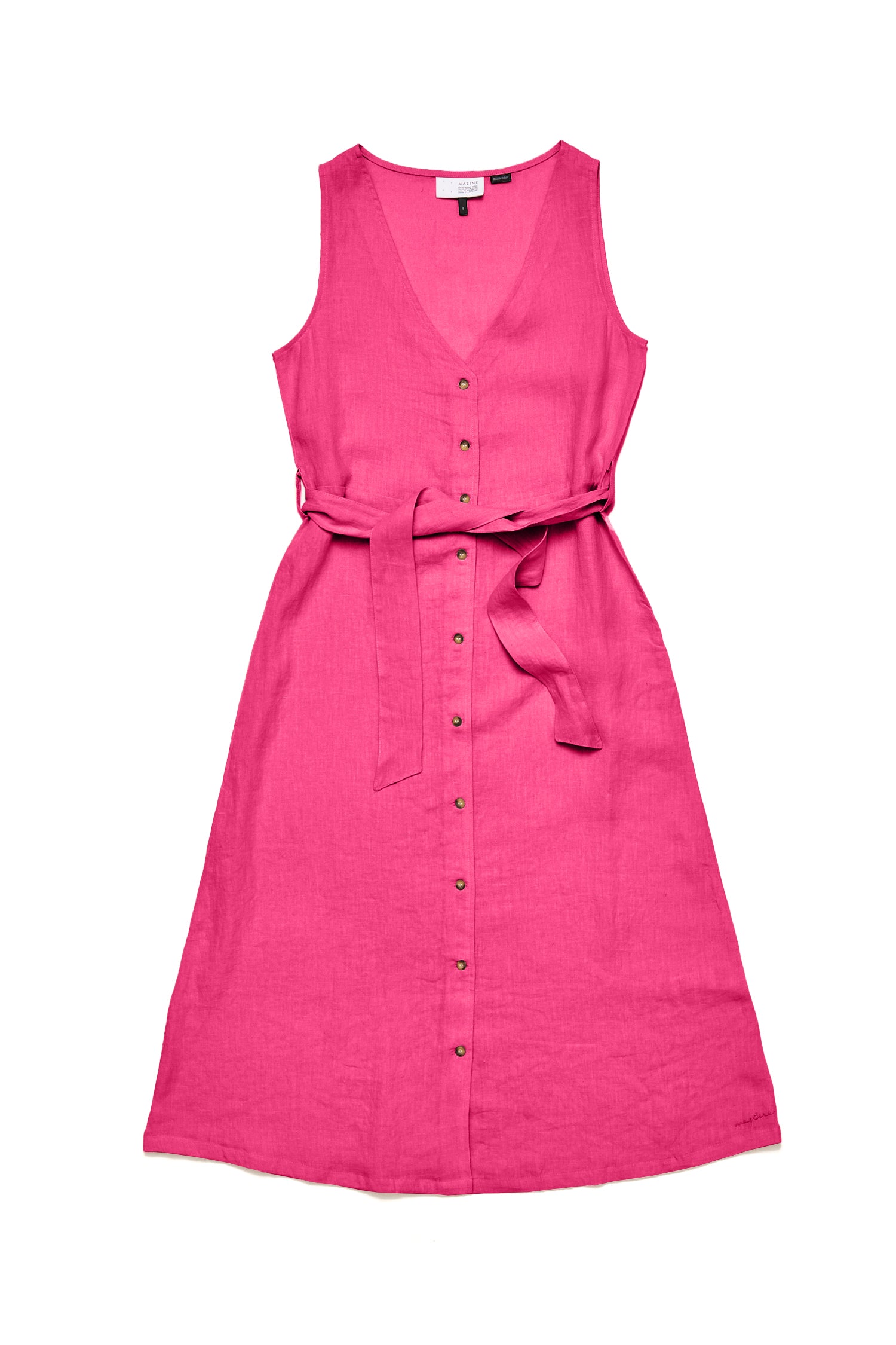 Sleeveless Linen Maxi Dress - Fuchsia