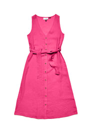 Sleeveless Linen Maxi Dress - Fuchsia