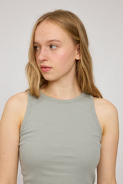 Ribbed Tank - Aqua Grey