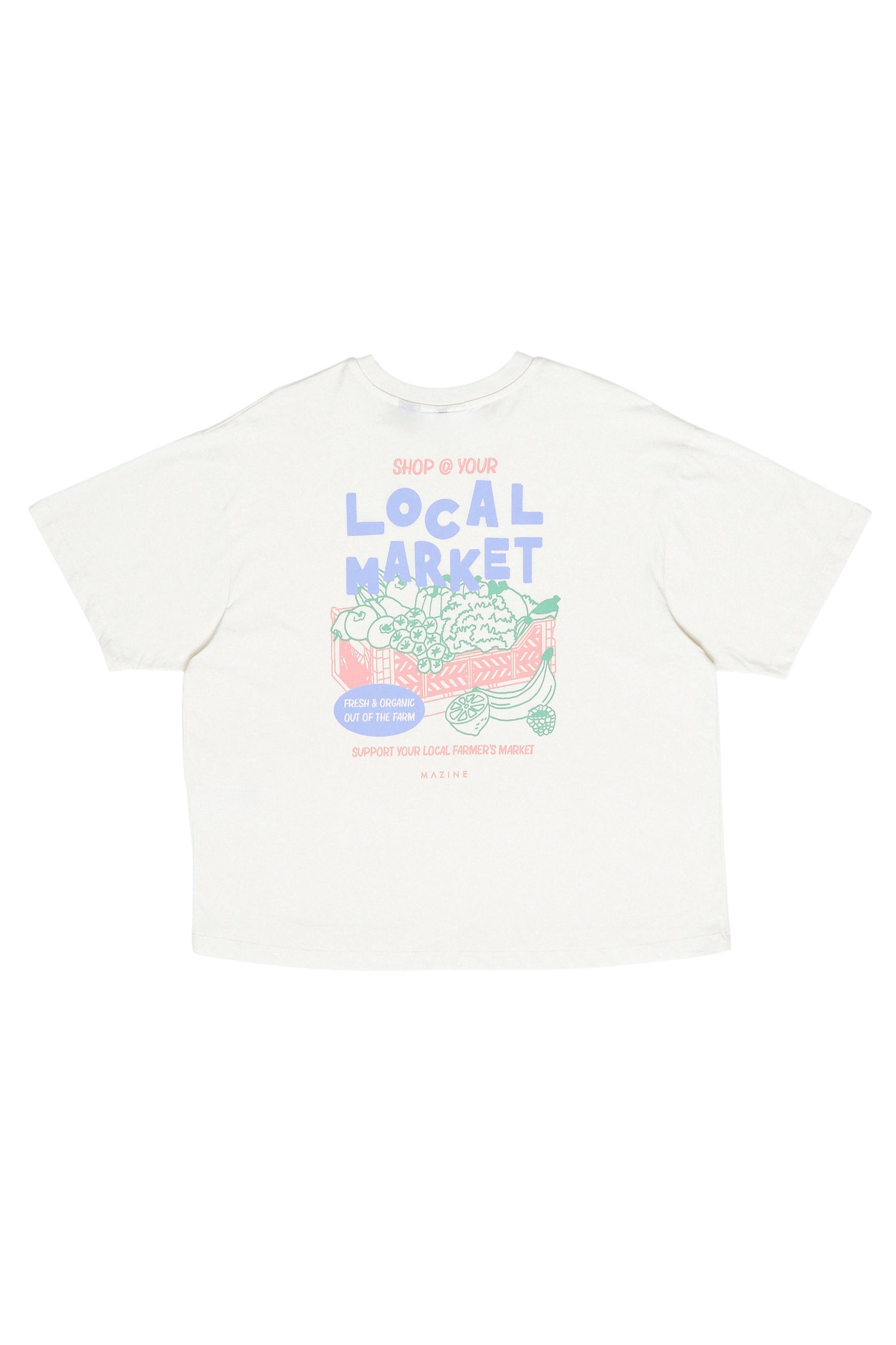 Weißes T-Shirt mit lokalem Markt-Design