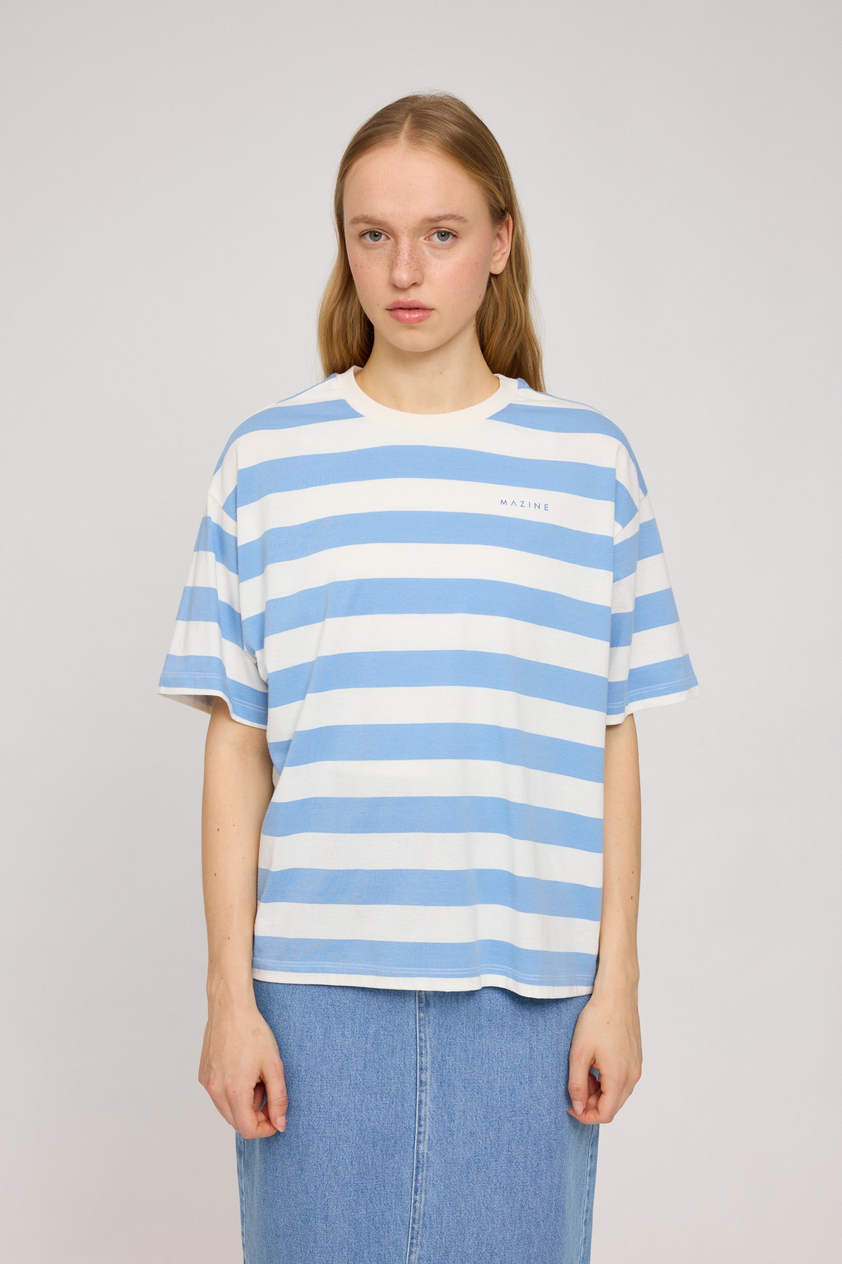 Block Stripes T - Azur/ Offwhite