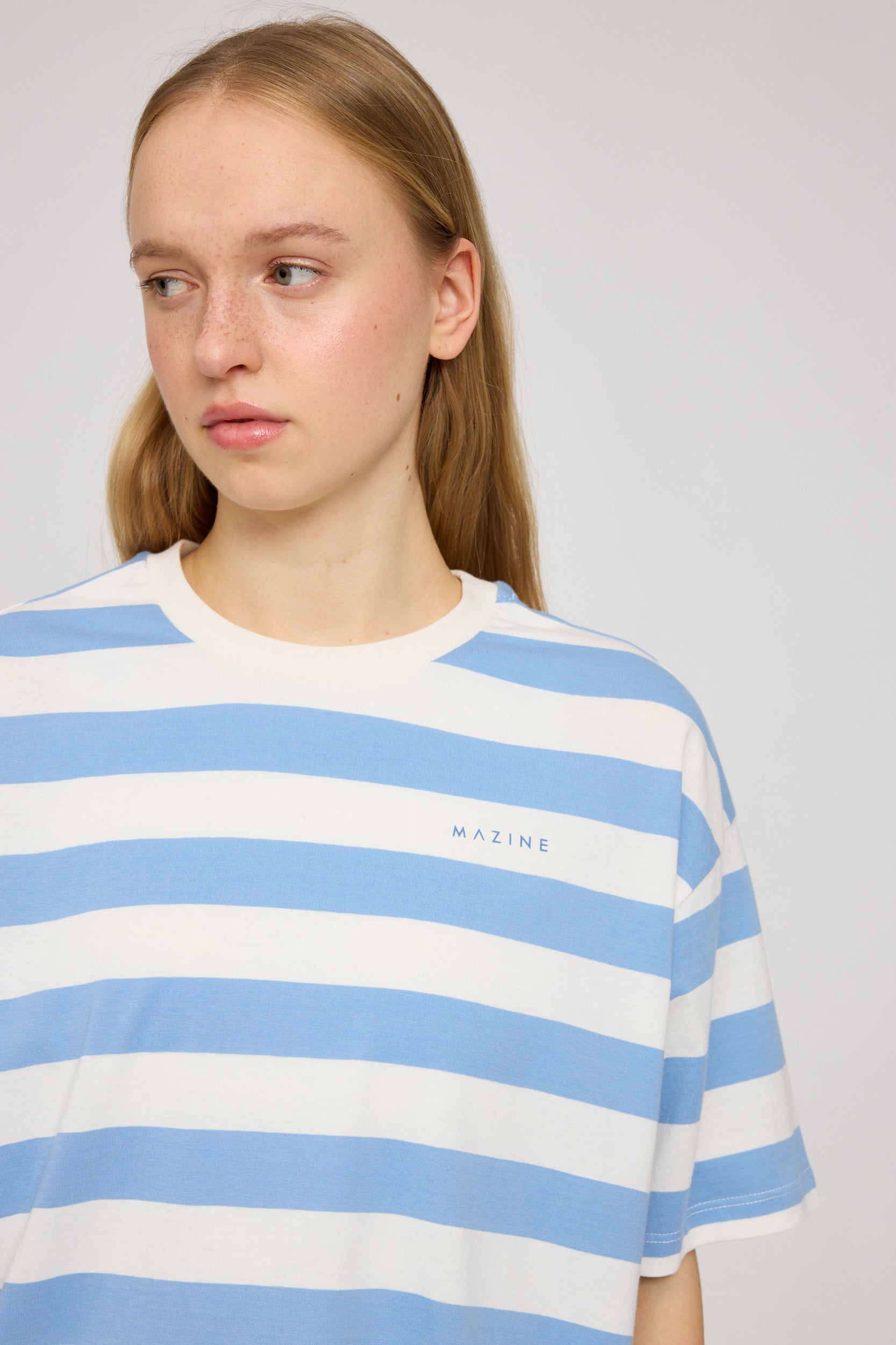 Block Stripes T - Azur/ Offwhite