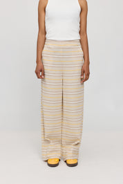 Striped Linen Mix Pants - Moon/Multicolor
