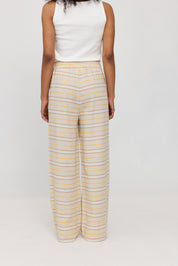 Striped Linen Mix Pants - Moon/Multicolor