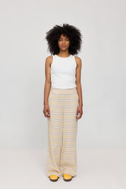 Striped Linen Mix Pants - Moon/Multicolor
