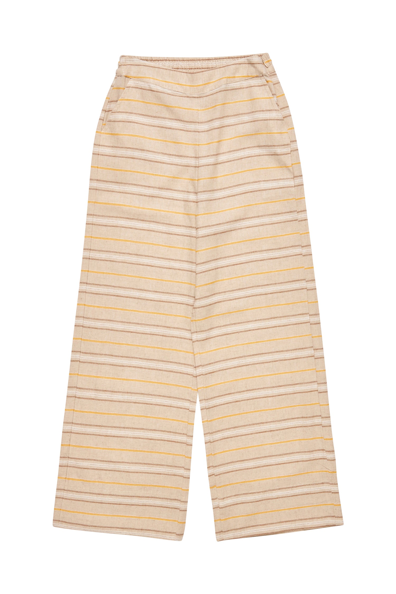 Striped Linen Mix Pants - Moon/Multicolor