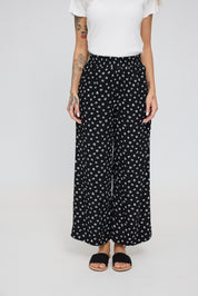 Printed Wide Leg Pants - Black/Printed