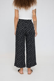 Printed Wide Leg Pants - Black/Printed