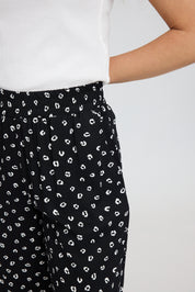 Printed Wide Leg Pants - Black/Printed