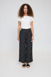 Printed Wide Leg Pants - Black/Printed