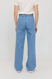 Wide Leg Denim Pants - Light Blue Wash