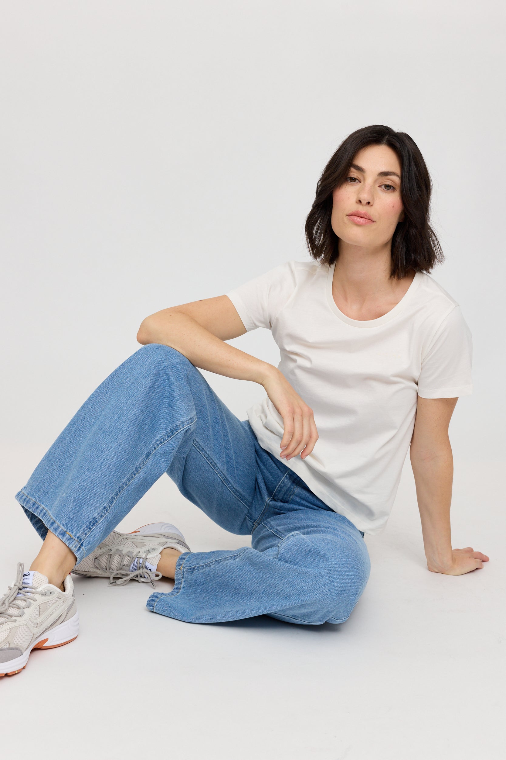 Wide Leg Denim Pants - Light Blue Wash