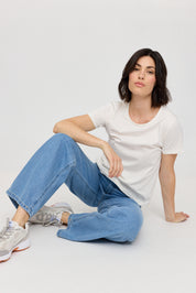 Wide Leg Denim Pants - Light Blue Wash