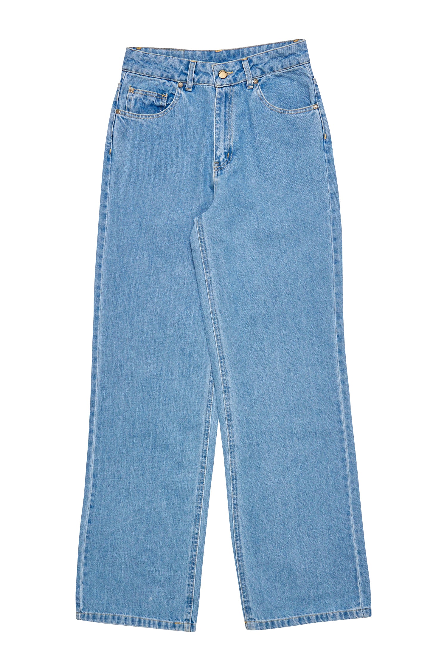 Wide Leg Denim Pants - Light Blue Wash