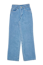 Wide Leg Denim Pants - Light Blue Wash