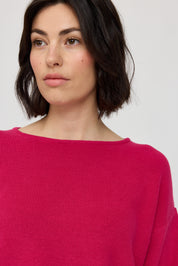 Fine Knit Jumper Half Sleeve - Magenta Pink