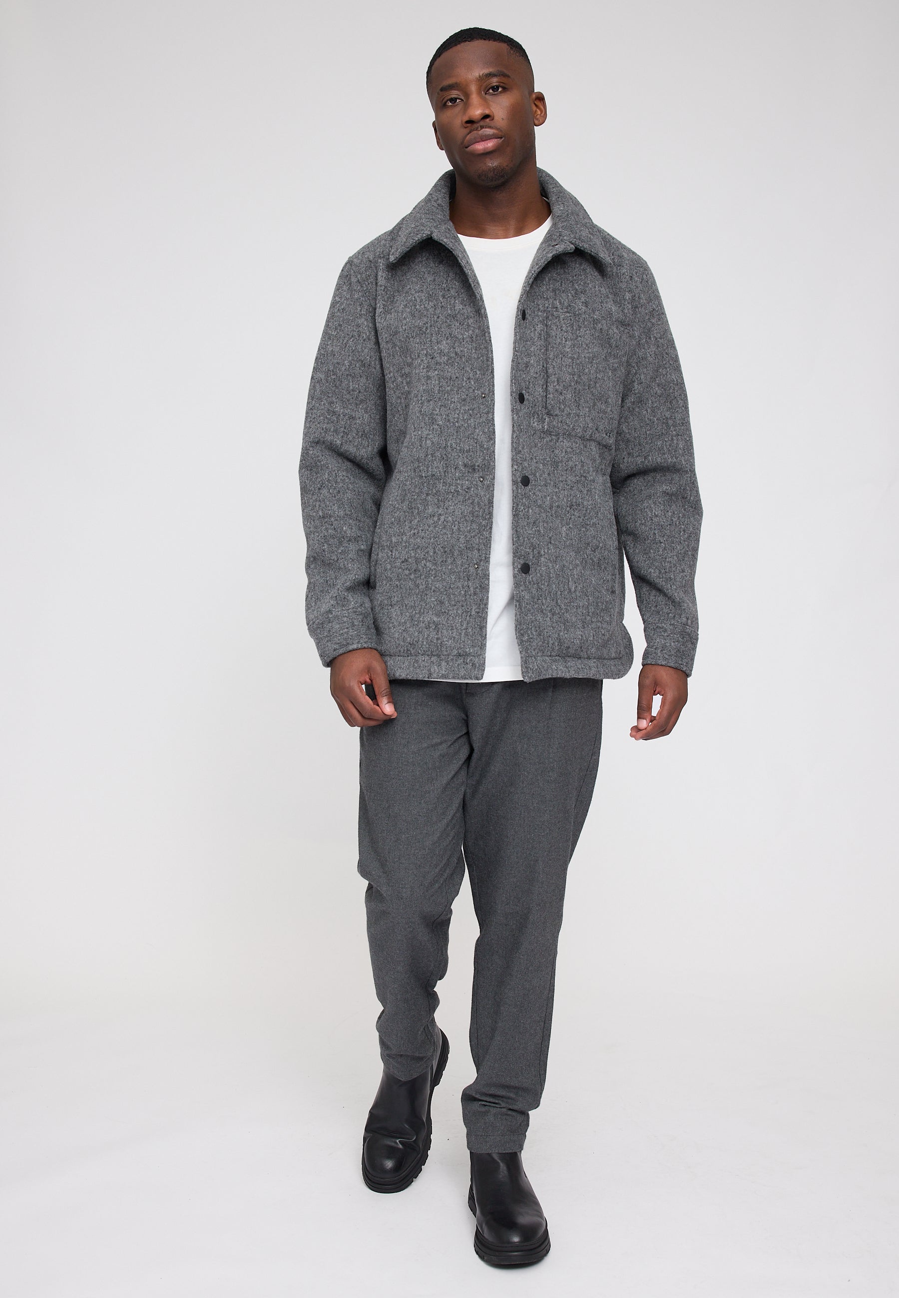 Vegan Wool Jacket - Anthracite Mel