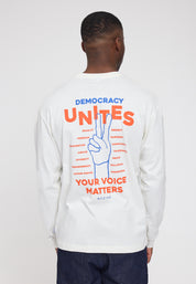 Back Print Theme Longsleeve - Offwhite/ Democracy Print