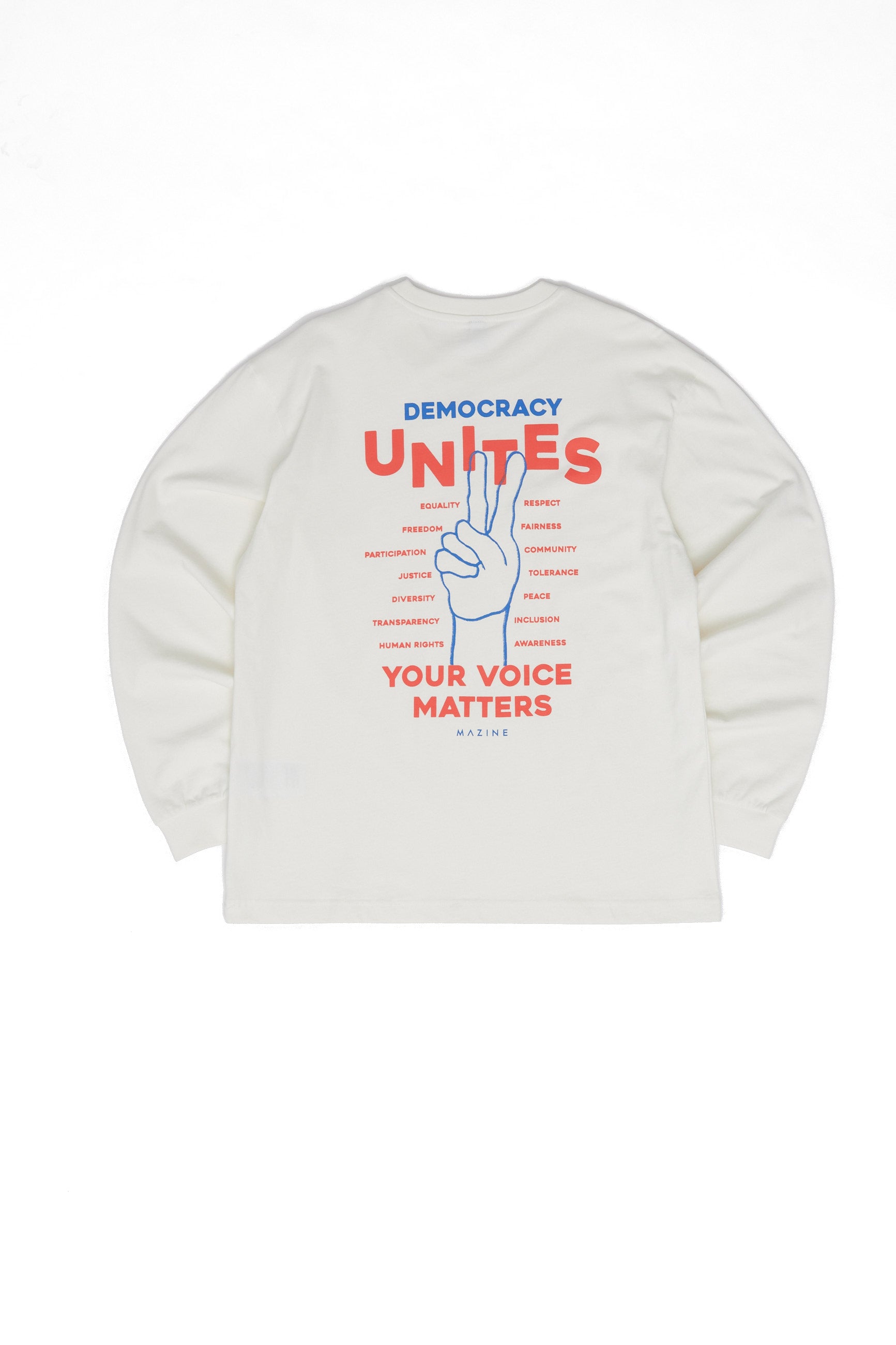 Back Print Theme Longsleeve - Offwhite/ Democracy Print