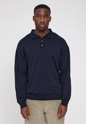 Knit Polo Jumper - Indigo