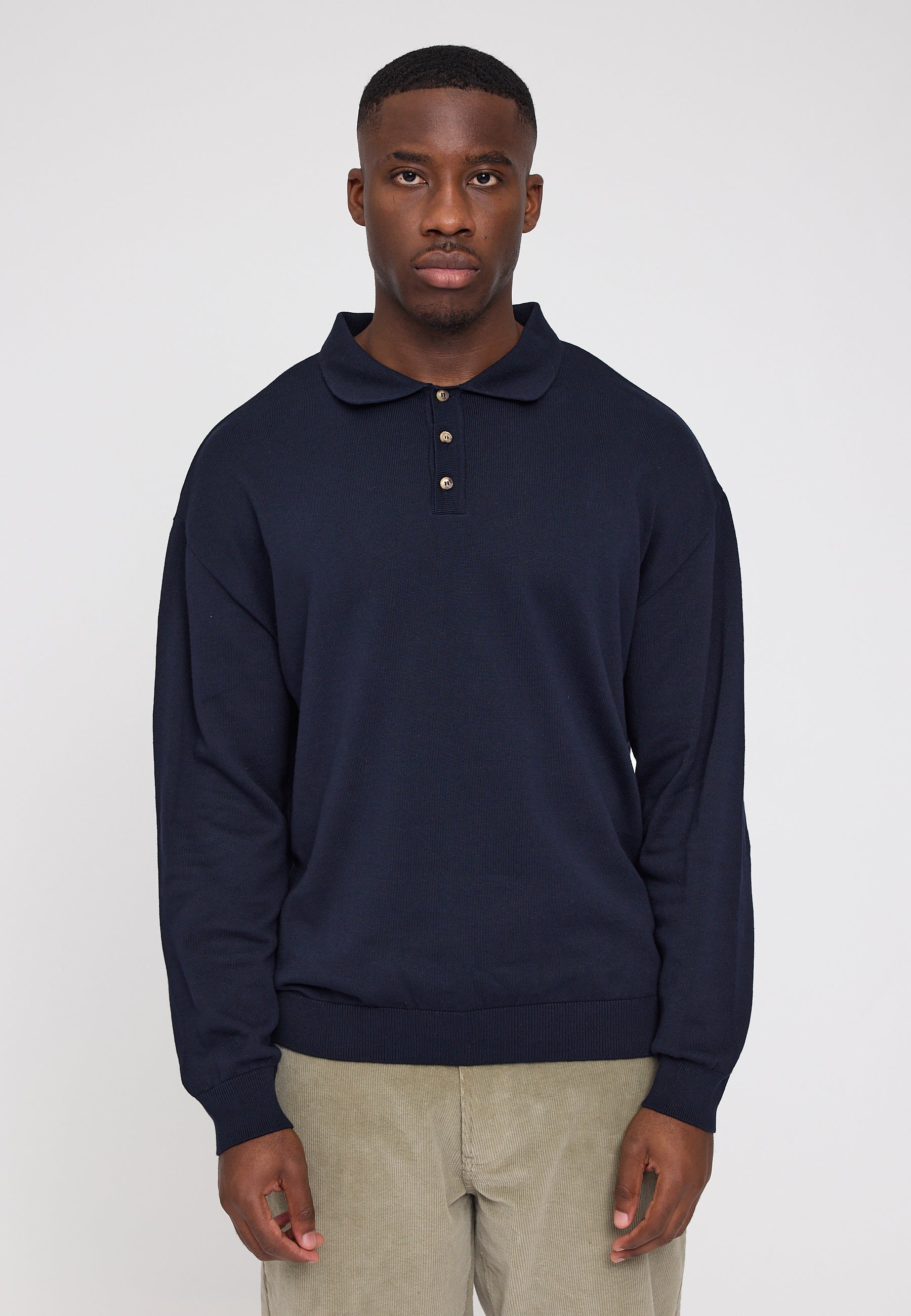 Knit Polo Jumper - Indigo