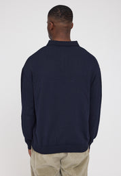 Knit Polo Jumper - Indigo
