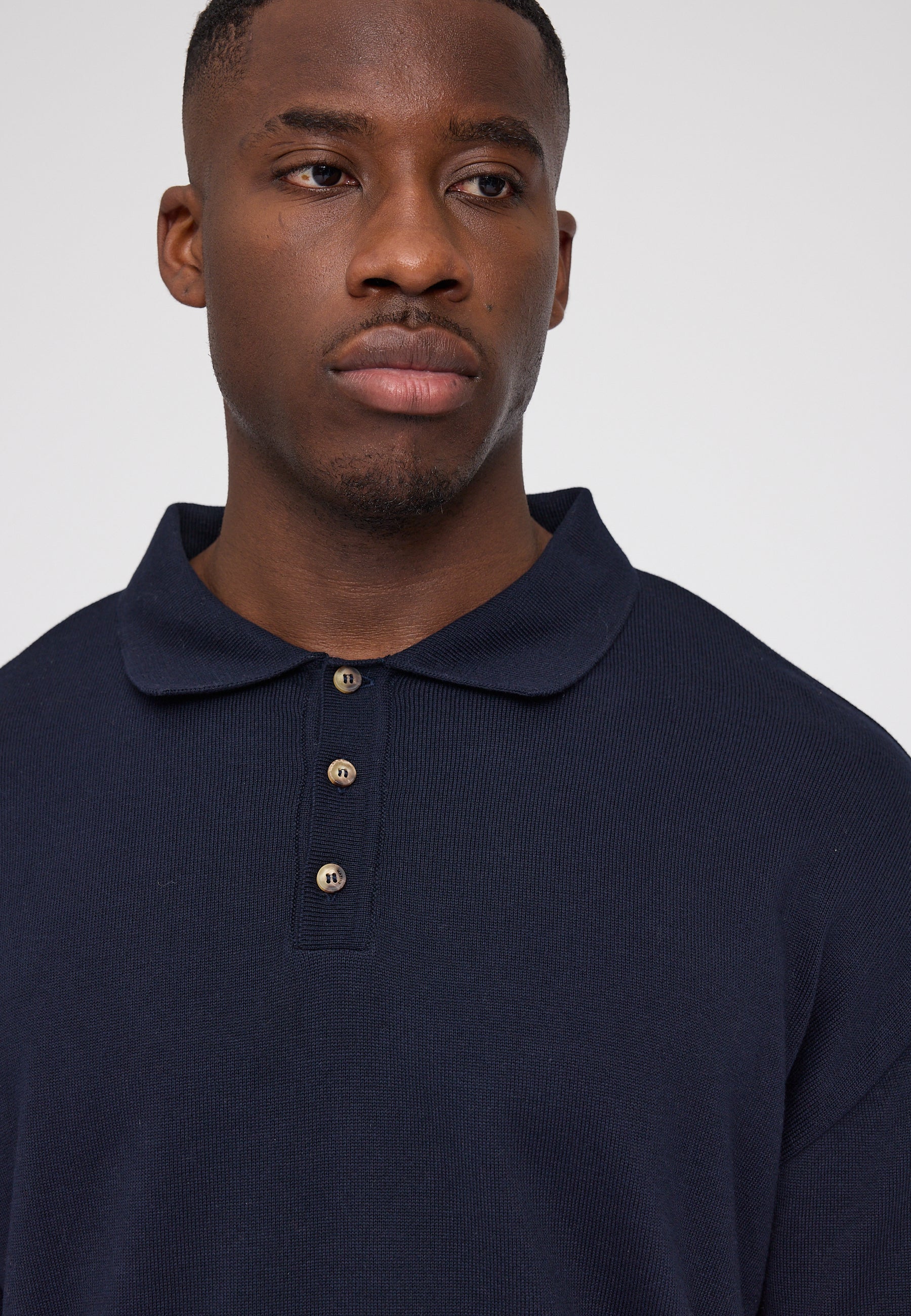 Knit Polo Jumper - Indigo