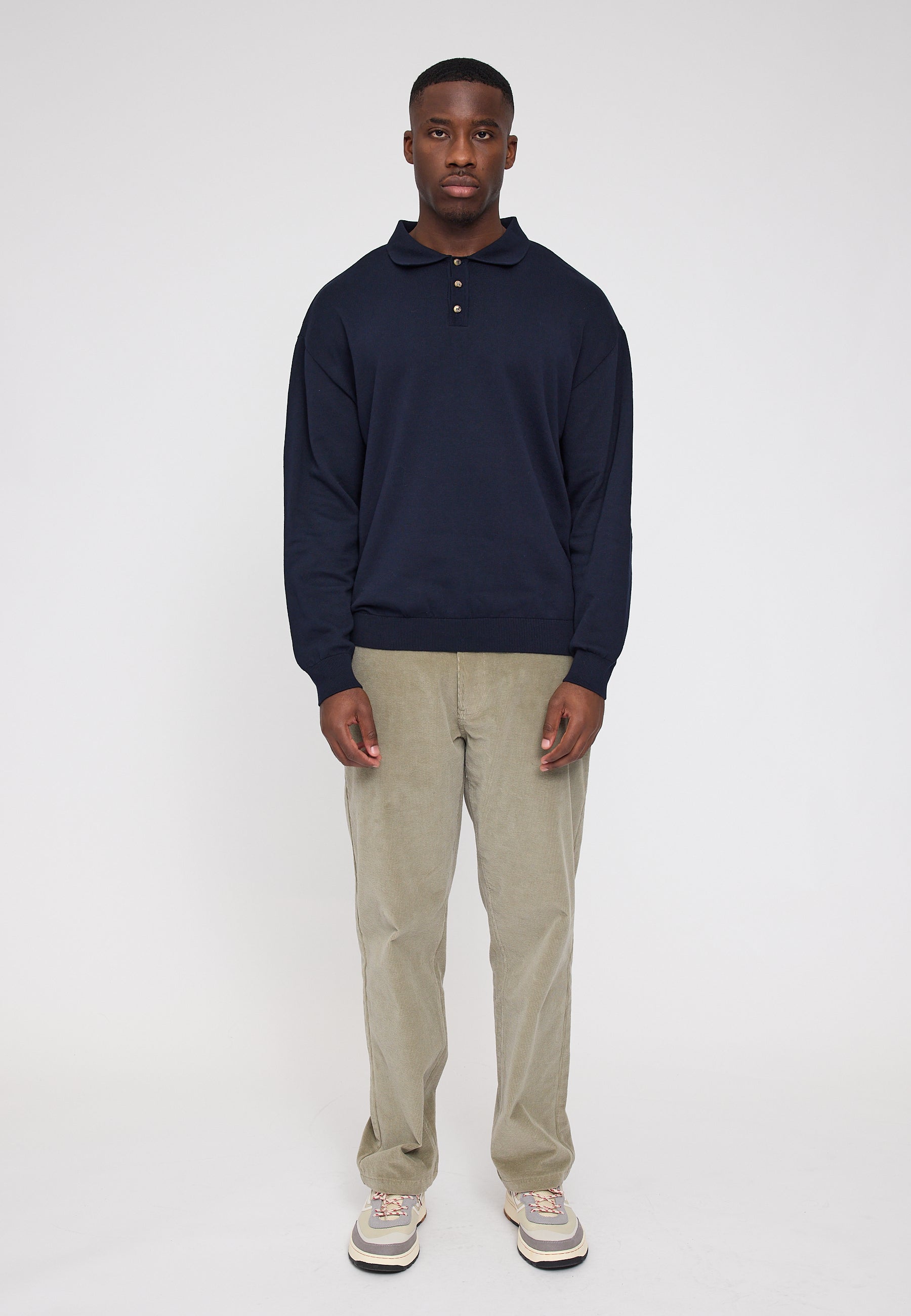Knit Polo Jumper - Indigo