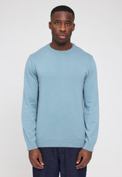 Fine Knit Crew Neck Jumper - Smoke Blue